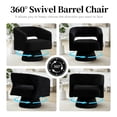 thumbnail image 3 of ClinQ Oversized Swivel Barrel Accent Chair Set of 1, 360 Degree Teddy Upholstered Round Chair for Living Room and Bedroom, Black, 3 of 8