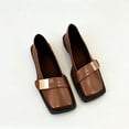 thumbnail image 4 of Women's Vintage Flat Loafers, Soft Cushioned Insole, Low Block Heel, Durable Rubber Outsole, Slip-On Comfort, Wide Toe Room, Casual Office Walking Shoes Brown G, 4 of 7
