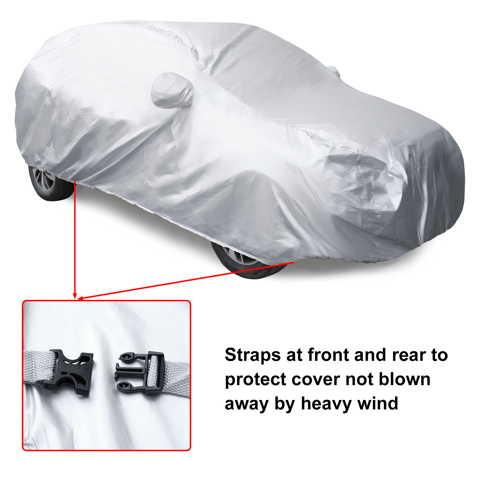YXL Silver Tone 190T Car Cover Outdoor Weather Waterproof Scratch Rain