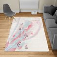 thumbnail image 2 of Floral Turkish Area Rug, Spring Themed Abstraction Butterflies Flower Petals and Tulip Leaves, Soft Carpet for Living Room Decor with Distressed Look, 5.2' X 7.6', Dark Coral, by Ambesonne, 2 of 4