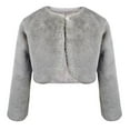 thumbnail image 2 of Fancifize Girls Long Sleeve Cardigan Bolero Shrug Furry Long Sleeve Cropped Top Cute Jacket Outwear for Toddler Flower Girl Princess Cape Winter, 2 of 4