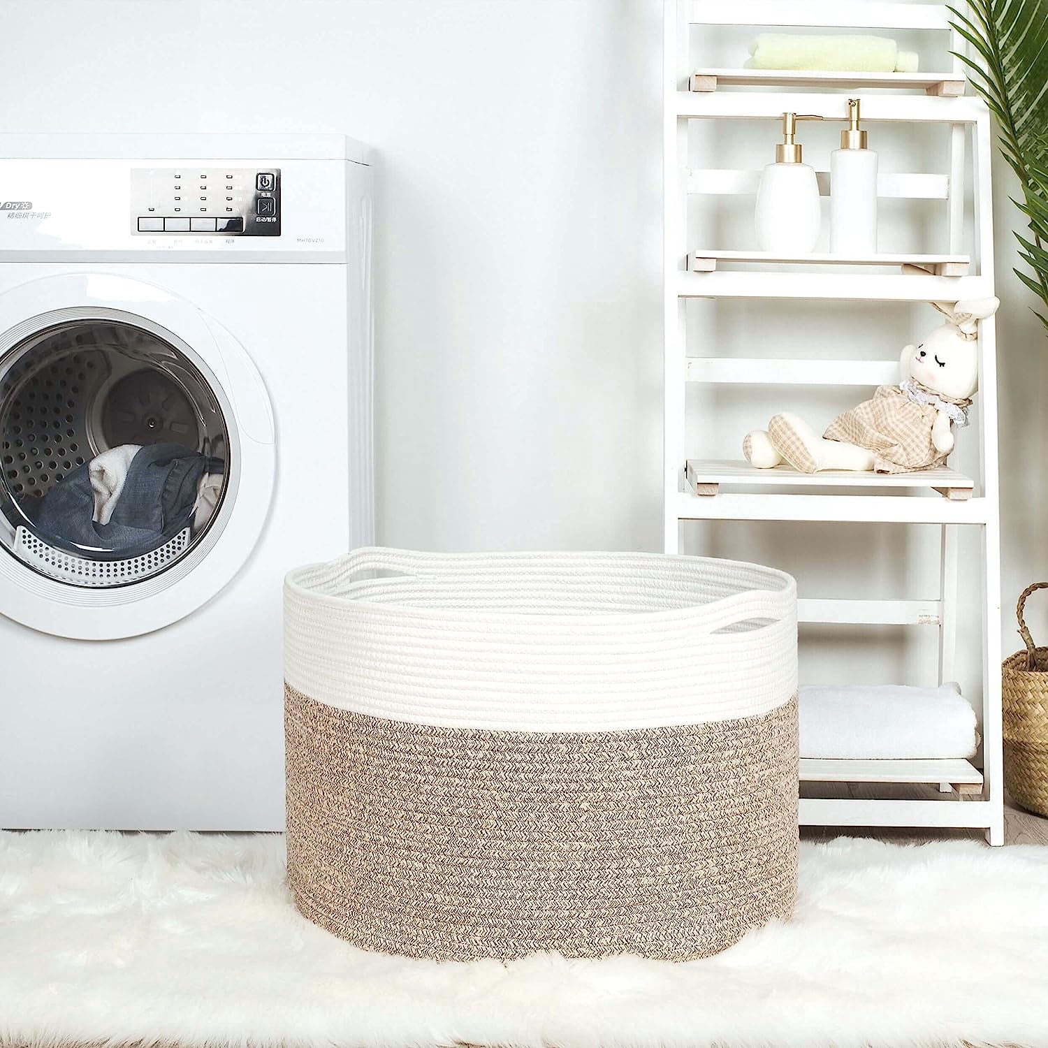 ZFITEI Woven Rope Cotton Storage Baskets, Handles