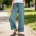 thumbnail image 6 of Idoravan womens loose pants casual womens holiday pant Women's Solid Color High Waisted Loose Wide Leg Pants With Elastic Waistband And Pocket Casual Pants, 6 of 8
