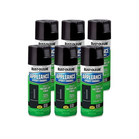 6 Pack, Black, Rust-Oleum Specialty Gloss Appliance Enamel Spray Paint- 12 oz