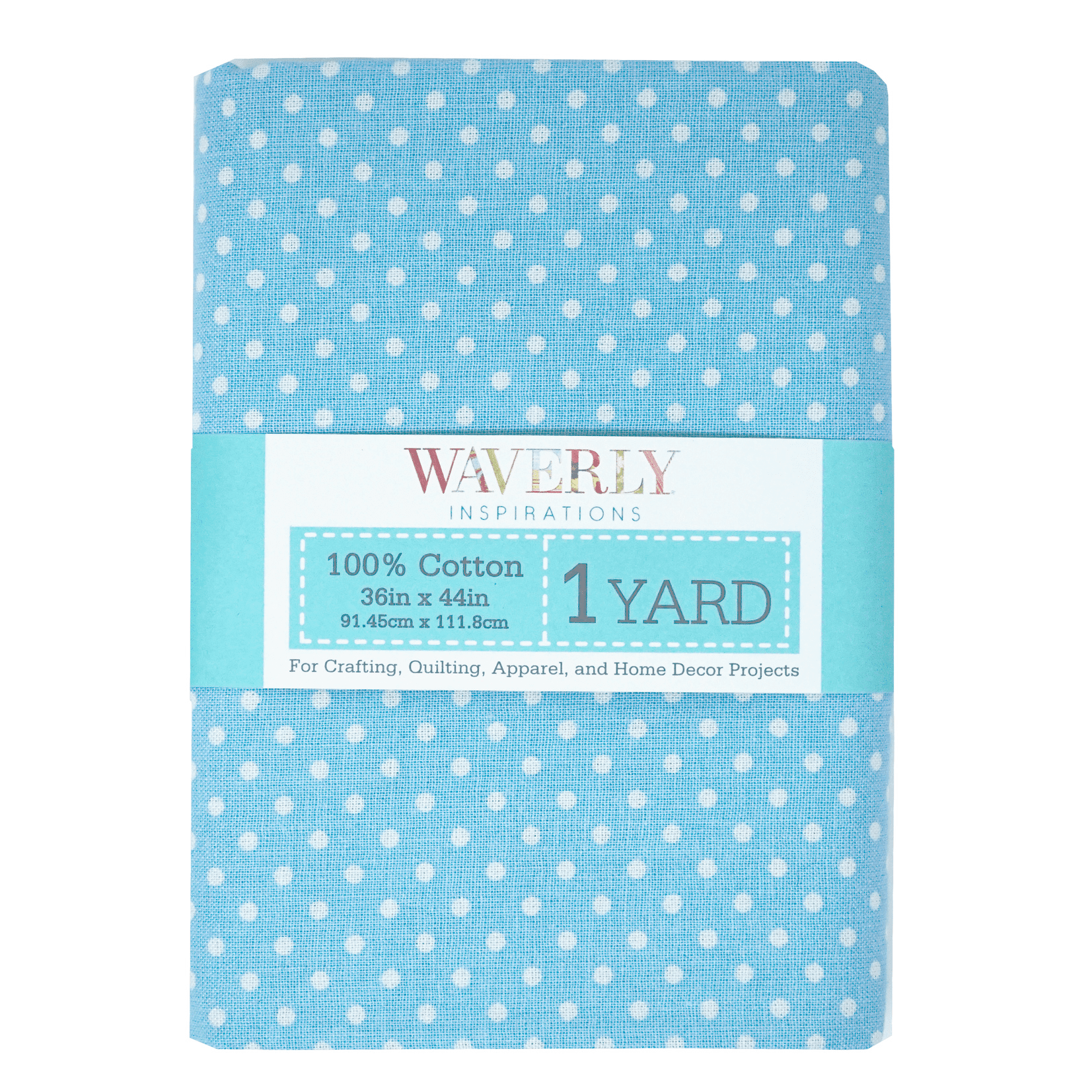 Waverly Inspirations 44' x 1 Yard Cotton Precut Medium Dot Aqua Color Sewing Fabric, 1 Each