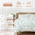 thumbnail image 6 of 3 Piece Spring Flower Duvet Cover Set Twin Size, Microfiber Comforter/Quilt Cover with Corner Ties and 2 Pillowcases, Vintage Farmhouse Turquoise Boho Leaf All Season Soft Bedding with Zipper Closure, 6 of 8