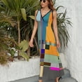 thumbnail image 6 of Mondrian Womens Night Club Maxi Dress V Neck Sleeveless Bohemia Long Dresses, 6 of 9