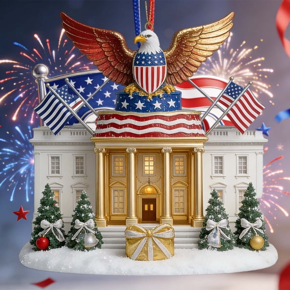 USA 250th Anniversary Ornament, Capitol-Themed Eagle Print Patriotic Decor Holiday Ornament for History Enthusiast Keepsakes, National Celebration Setups