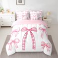 thumbnail image 2 of Feelyou Blue Cartoon Cherry Bedding Comforter Set 7-Piece, Kawaii Ribbon Bowknot King Bedding Sets, Princess Bow-tie Theme Reversible Bed Sheets, Microfiber Bedroom Decor, 2 of 7