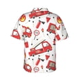 thumbnail image 3 of Balery Fire Truck Print Men's Hawaiian Shirts Short Sleeve Beach Shirt Relaxed Fit Vacation Button Down Shirts-Large, 3 of 9