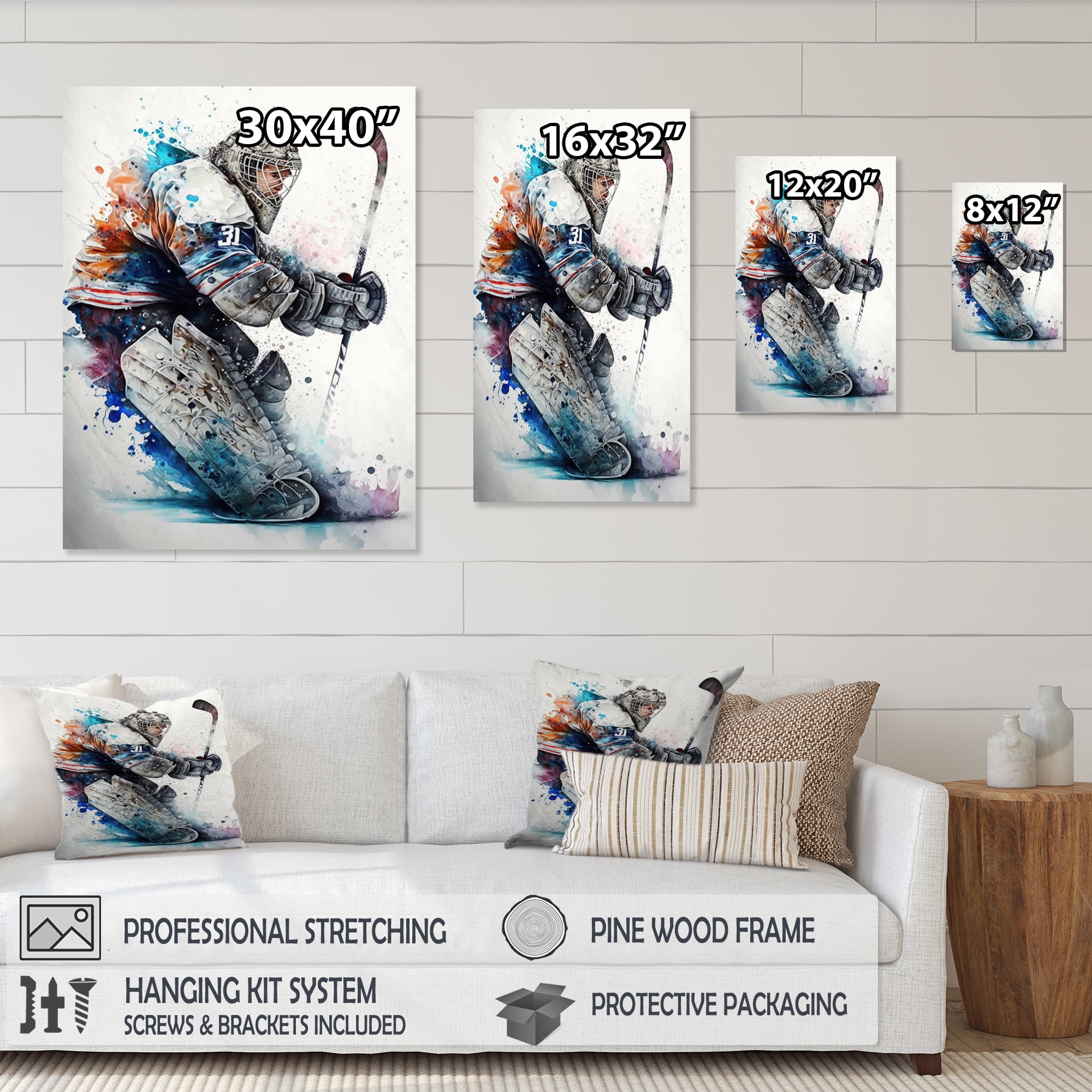 Designart Hockey Goalie IV Canvas Wall Art