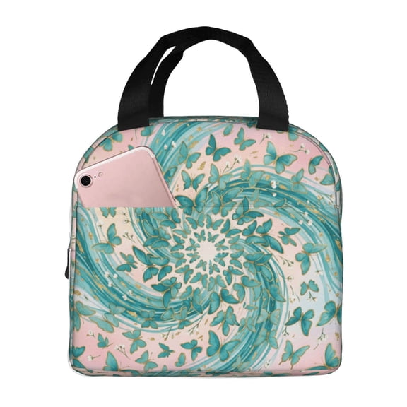 Butterfly Insulated Lunch Bag Box For Women Cooler Thermal Waterproof Reusable Tote Bag With Big Pocket For Work Office Picnic