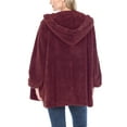 thumbnail image 4 of Women's Casual Oversized Hooded Cardigan Outer Faux Fur Fleece Fuzzy Sherpa Jacket w/ Pockets, 4 of 5