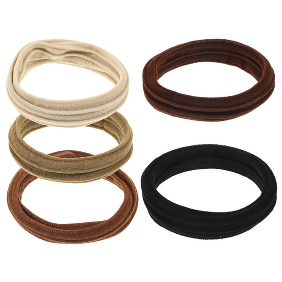 WHAMVOX 5Pcs Scrunchies for Thick Hair High Elasticity Non Slip Herringbone Brown