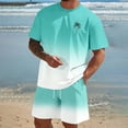 thumbnail image 2 of MNCEKFOD Two Piece Shorts Sets for Men Oversized Short Sleeve O Neck GradientAthletic Suit with Comfy Shorts Leisure Tracksuit Light Green XXXL, 2 of 5