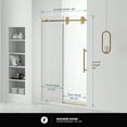 thumbnail image 4 of Fine Fixtures Frameless Shower Glass Door - Clear Single Sliding Shower Door with Tempered Glass - Shower Glass Panel Bathroom Door, Hardware Complete Kit 48" W x 80" D in Satin Brass Finish, 4 of 11