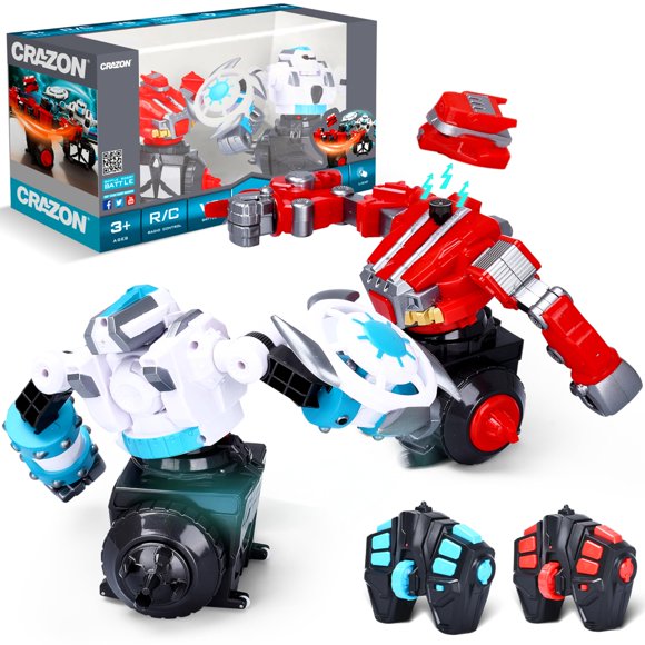 Top Race Remote Control Fighting Toy – 2-Pack Red & Blue RC Robots with Lights, Sounds & 360° Rotation – Interactive Intelligent Playset for Kids &n