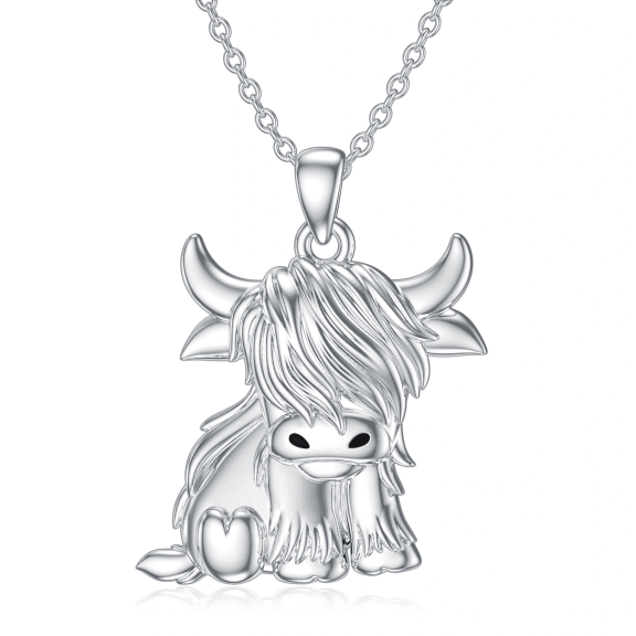 Highland Cow Necklace 925 Sterling Silver Highland Cow Gifts for Women Jewelry Birthday 18" 2" Extender