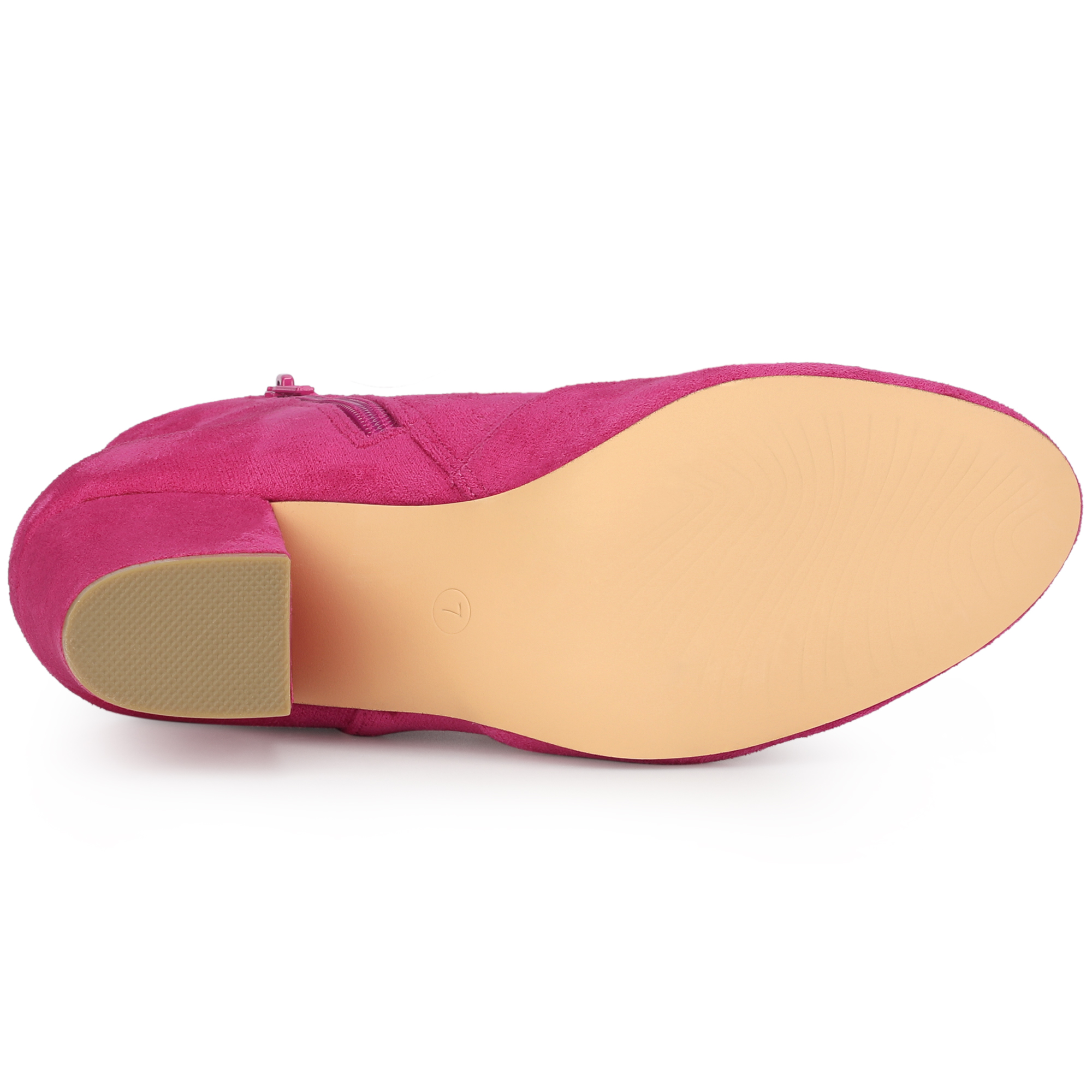 DARING DIVA Stylish Heel Round Toe and Chunky Heels Boots Hot Pink 7