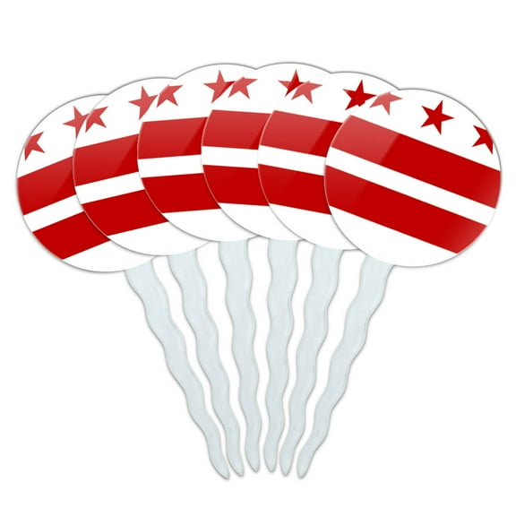 Washington DC Flag Cupcake Picks Toppers - Set of 6