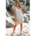 thumbnail image 6 of Women's Oatmeal Solid Color Tied Straps Ruffle Tiered Mini Dress - Casual Summer Style - [ZhiHiMeRi] | (US 12-14)L, 6 of 12
