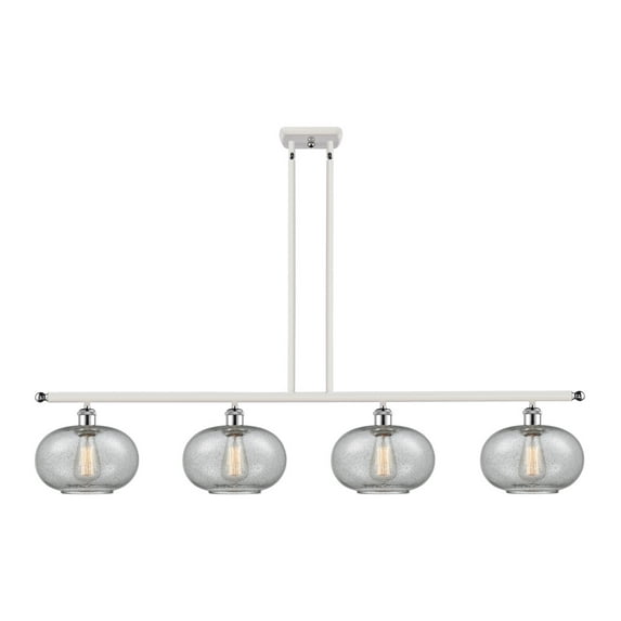 516-4I-WPC-G247-Innovations Lighting-Gorham-4 Light Island in Industrial Style-48 Inches Wide by 10 Inches High White/Polished Chrome Finish with