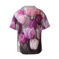 thumbnail image 6 of Daiia Purple And Pink Tulip Bouquet Men's Linen Shirts Short Sleeve Casual Shirts Button Down Shirt for Men Beach Summer Wedding Shirt-Medium, 6 of 6