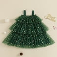 thumbnail image 4 of Little Girl Christmas Tree Dress Toddler Star Sequin Layered Tulle Tutu Dress Kids Pompom Embroidery Cake Smash Outfits Dresses, 4 of 8
