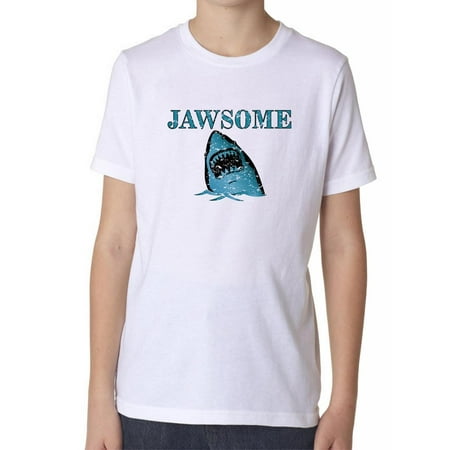 - Jawsome Graphic of Big White Shark Boy's Cotton Youth T-Shirt
