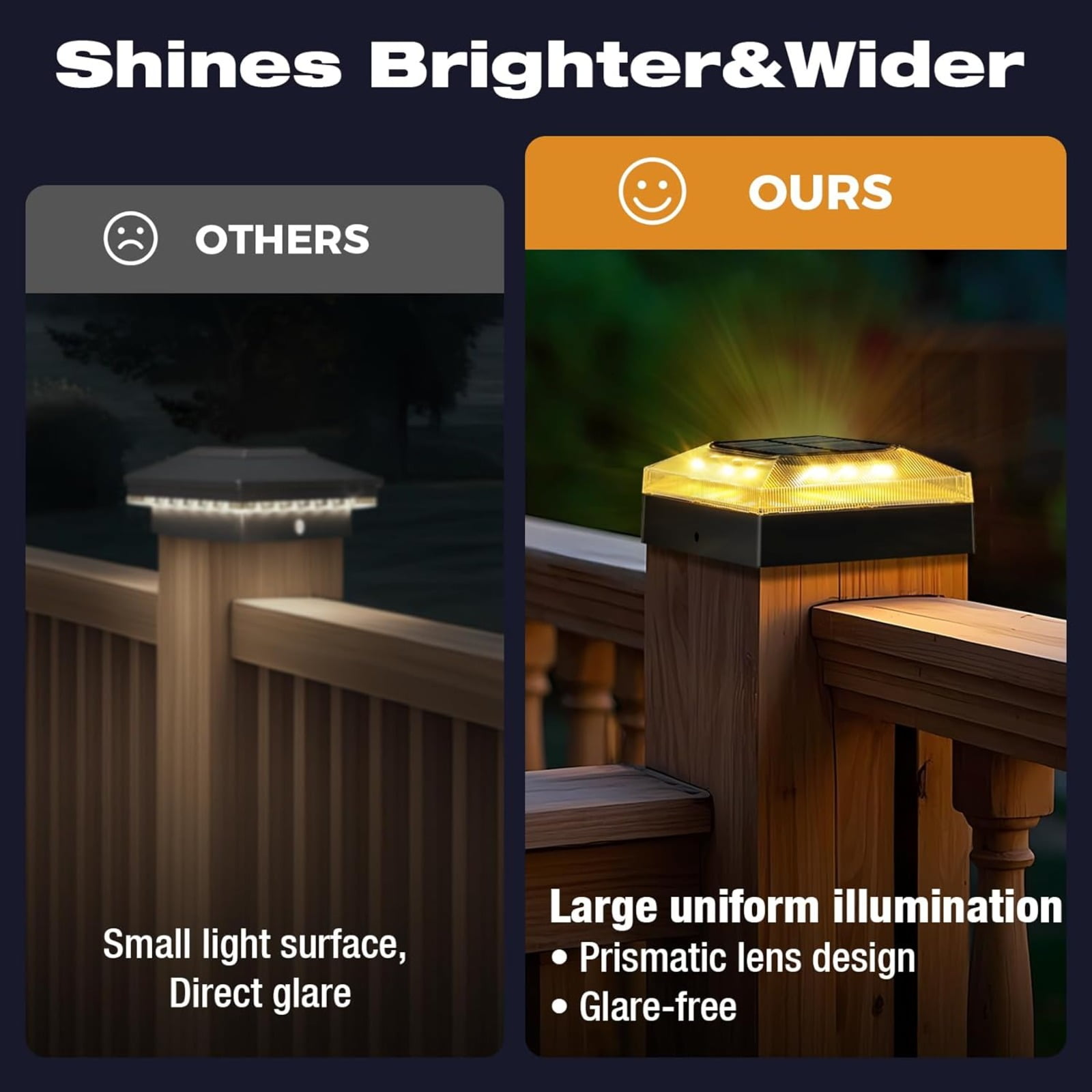 4 Pack 4x4 Solar Post Cap Lights Outdoor, Waterproof Dusk to Dawn 3 Color Modes LED Fence Post Lights for 4 inch Vinyl PVC Wood Posts Deck Driveway Porch Backyard Black
