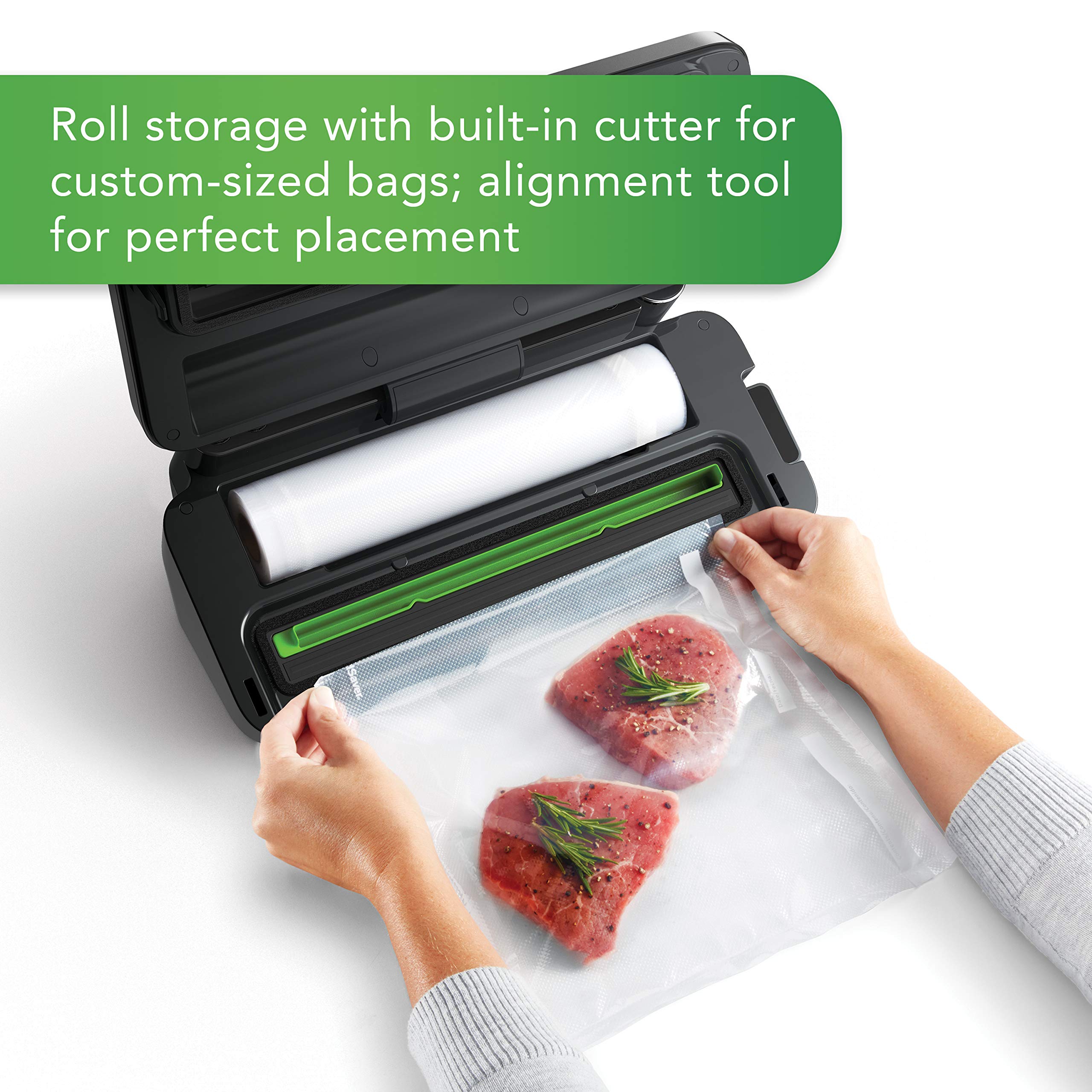 FoodSaver VS3150 Multi Use Vacuum Sealing Food Preservation System with Additional Roll Charcoal Stainless Steel Black - image 4 of 7