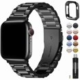 thumbnail image 1 of Chenchen Compatible with Apple Watch Straps 40mm 41mm 38mm 42mm(Series 11/10), Metal Stainless Steel Replacement Bands for iWatch SE 3 2 1/Series 11/10/9/8/7/6/5/4/3/2/1, Black & Protective Case, 1 of 1