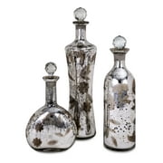 Madison Etched Mercury Glass Lidded Bottles - Set of 3