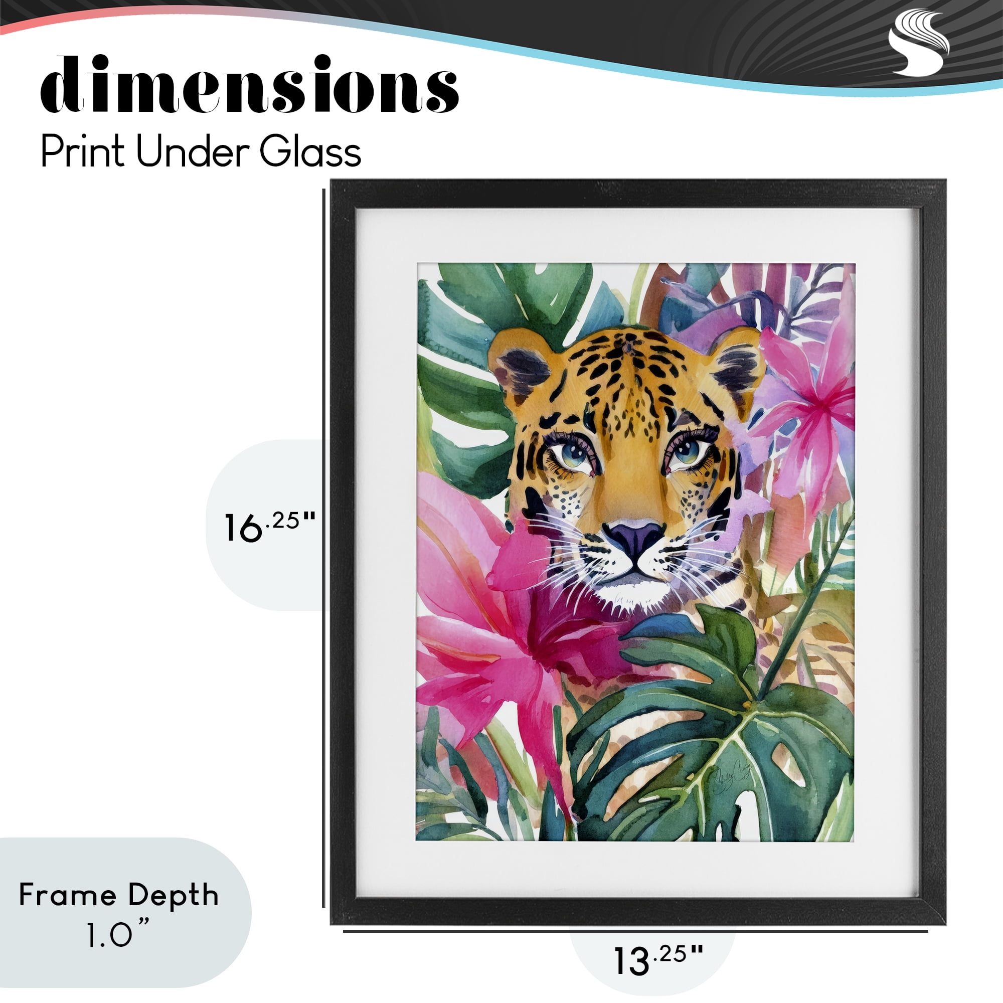 Stupell Industries Tropical Tiger Peeking Black Framed Print Under Glass, design by Shelly Craig