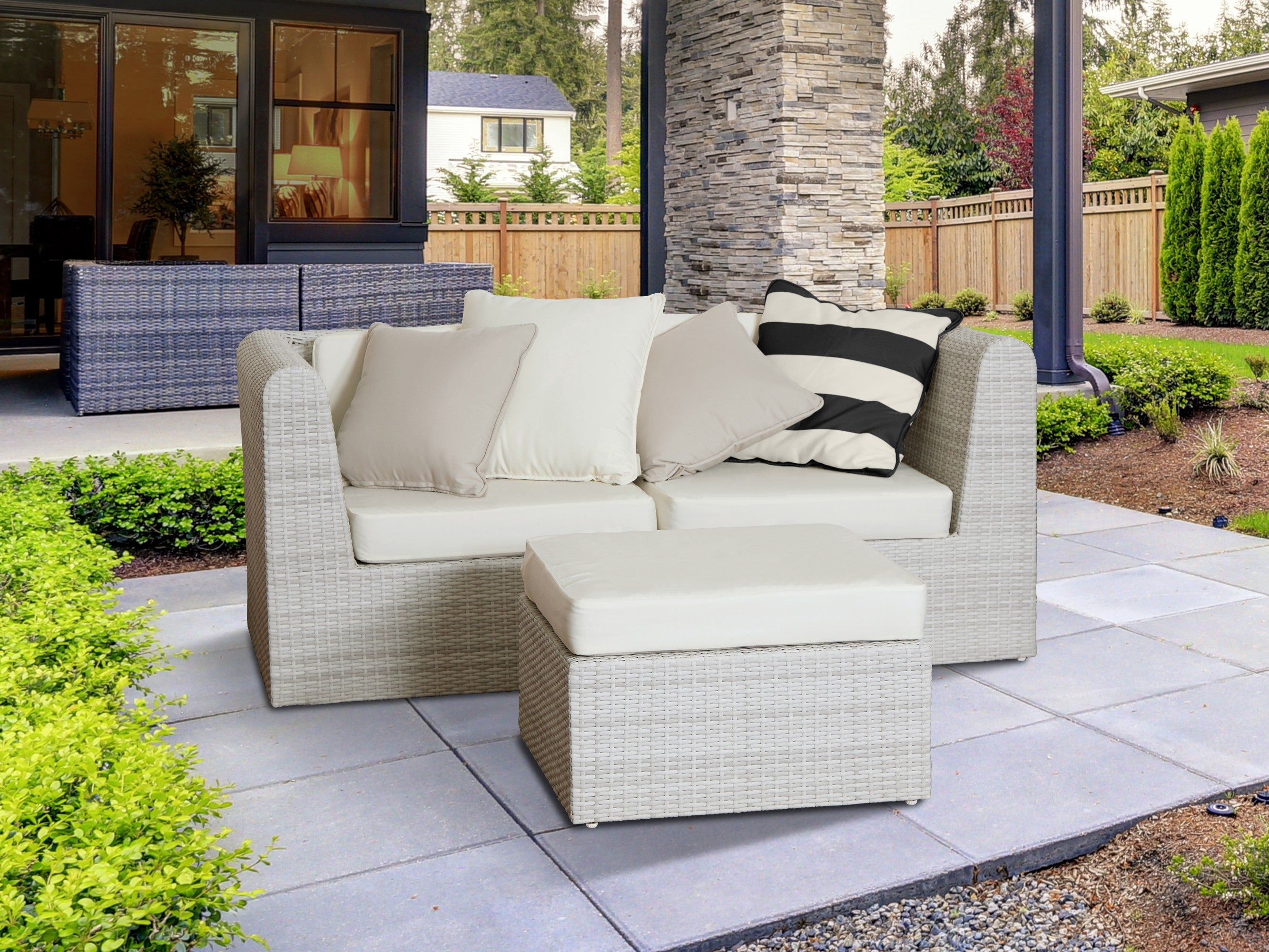 Covermates Throw Pillow - Weather Resistant, Full Side Zipper, LuxeGuard Collection, Ebony Stripe