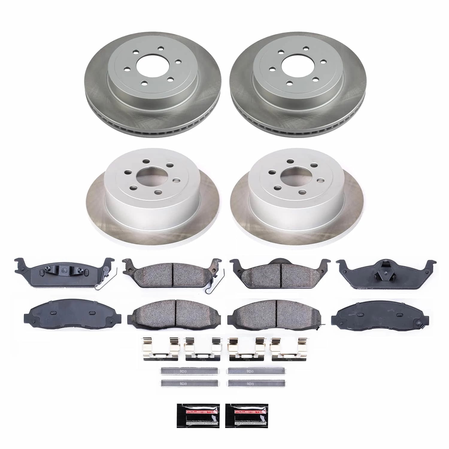 PowerStop Front and Rear Semi-Coated Rotor and Low-Dust Ceramic Brake Pad Kit SC2188