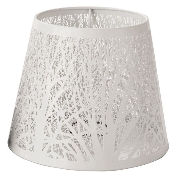 WQNZMADO Lamp Shade Small Lamp Shade Barrel Metal Lampshade With Pattern Of Trees For Table Chandelier Wall Lamp White