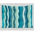 thumbnail image 1 of Abstract Tapestry, Wave Pattern with Grunge Effect Vertical Lines Sea Inspired Design, Wall Hanging for Bedroom Living Room Dorm Decor, 60W X 40L Inches, Blue and Almond Green, by Ambesonne, 1 of 2