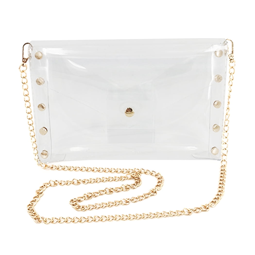 Coofit Women Crossbody Purse Rivet Fashion Clear Clutch Shoulder Purse with Chain Strap Walmart