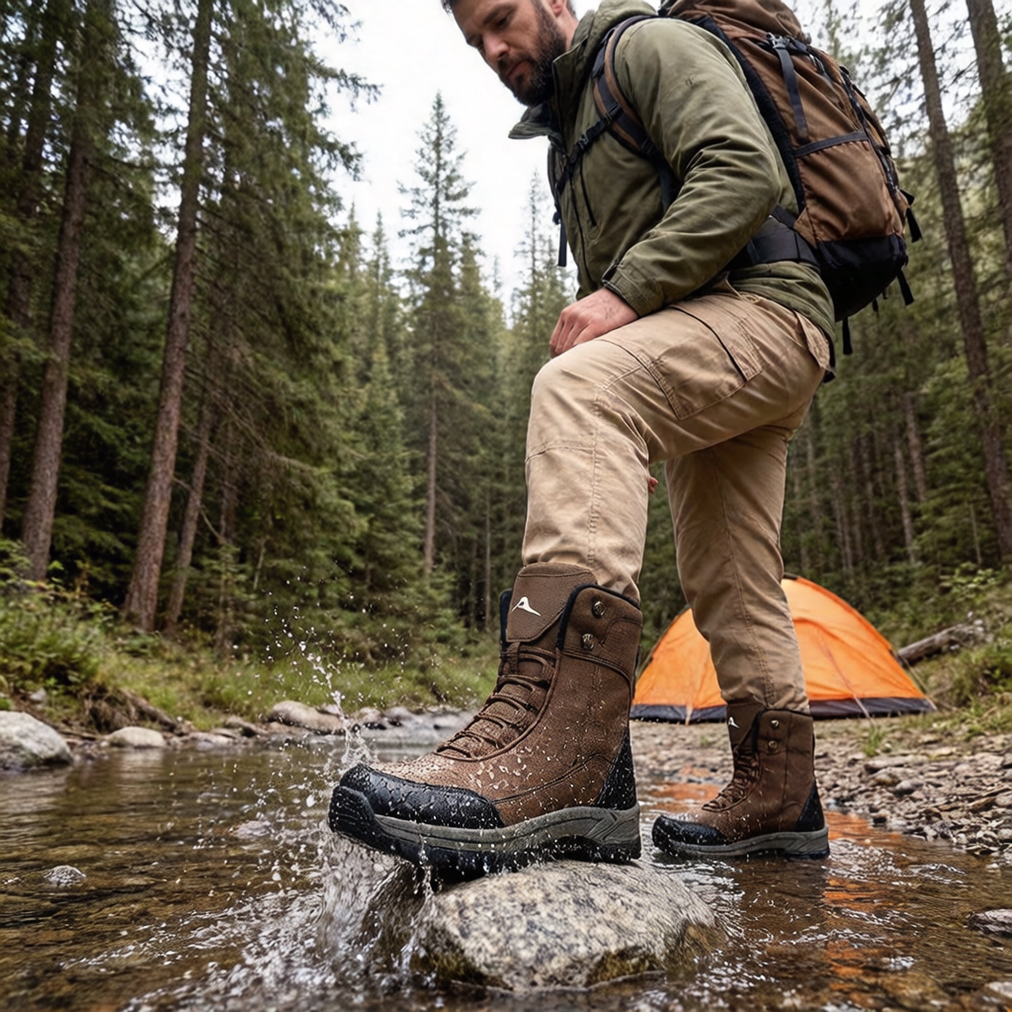 MeMoride Men's Waterproof Hiking Boots Breathable Non-Slip Outdoor Trekking Shoes for Camping & Hiking