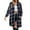 #0215-Navy, variant on Ailaofu Women's Button Down Flannel Shirts Plaid Shacket Long Sleeve Collared Long Jacket Coats