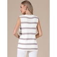 thumbnail image 3 of DARING DIVA Women's Crochet Tank Top Stripe Sleeveless Hollow Out Vest L Khaki White, 3 of 6