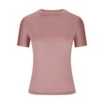 thumbnail image 3 of ClodeEU Womens Summer Round Neck Short Sleeve Slim Fit Crop Tee,Cute Trendy Tight Tshirts Pink,Womens Plus S, 3 of 5