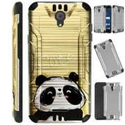 WORLD ACC Silver Guard Compatible with Cricket Icon | AT&T Radiant Core Case Slim Hybrid Phone Cover (Cute Panda)