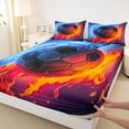 thumbnail image 4 of Erosebridal Teens Abstract Flame Soccer Bed Sheets 4pcs,Sport Football Gamer King Sheets for Kids Boys Girls,Super Cozy Room Decor, 4 of 5
