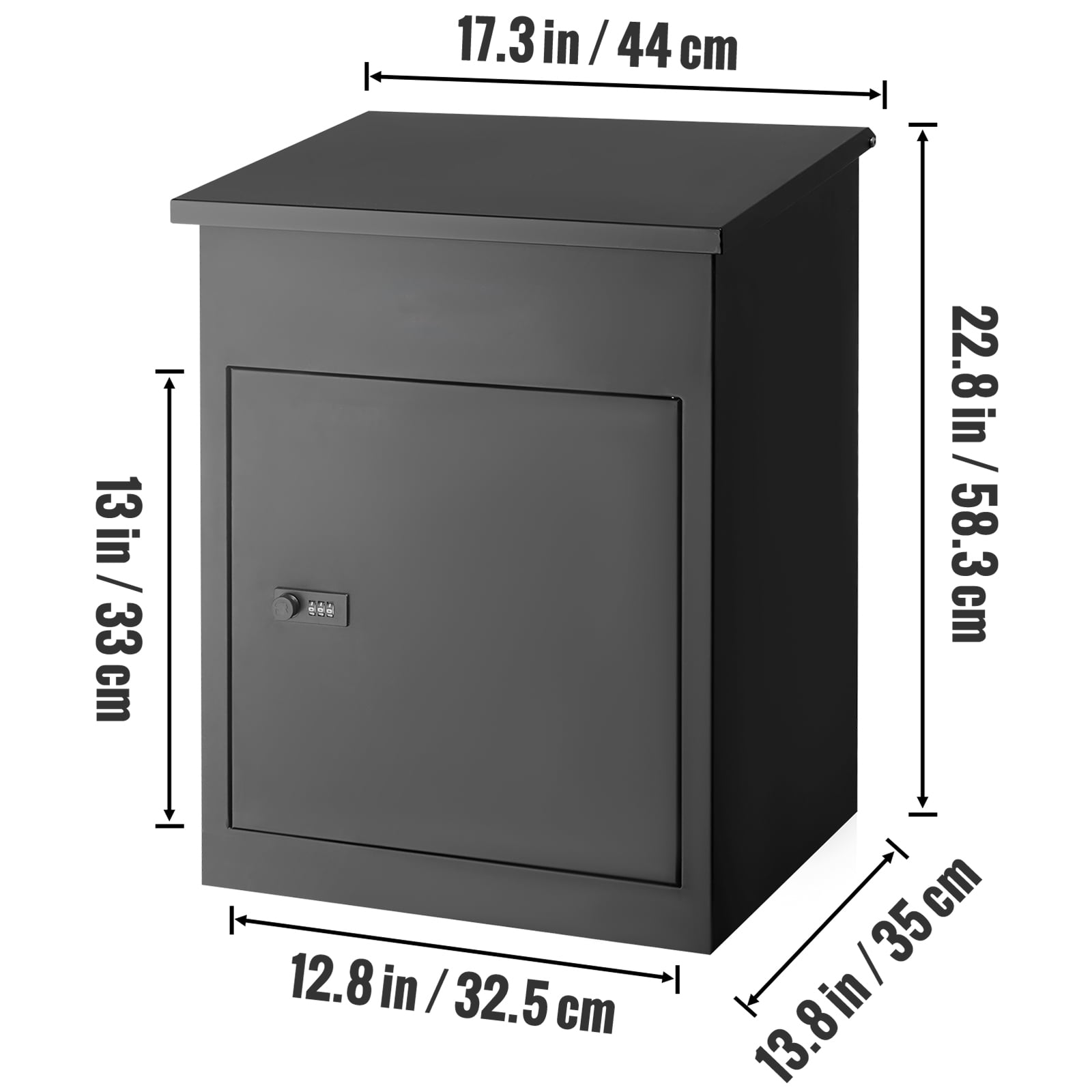 KFFKFF Outdoor Parcel Drop Box, Spacious Coded Lock Mailbox, Durable Galvanized Steel, 17.3"x13.8"x22.8", Theft-Deterrent Design, IPX3 Water-Resistant, Wall Mount for Porch or Curbside