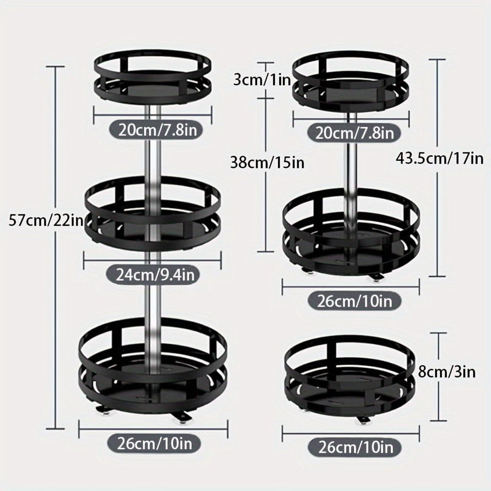 1/2/3 Tier Metal Lazy Susan Turntable Organizer Rotating Spice Rack for Kitchen Cabinet Countertop Pantry Cupboard Medicine Cabinet with Suction Cup Feet Label Paper Markers