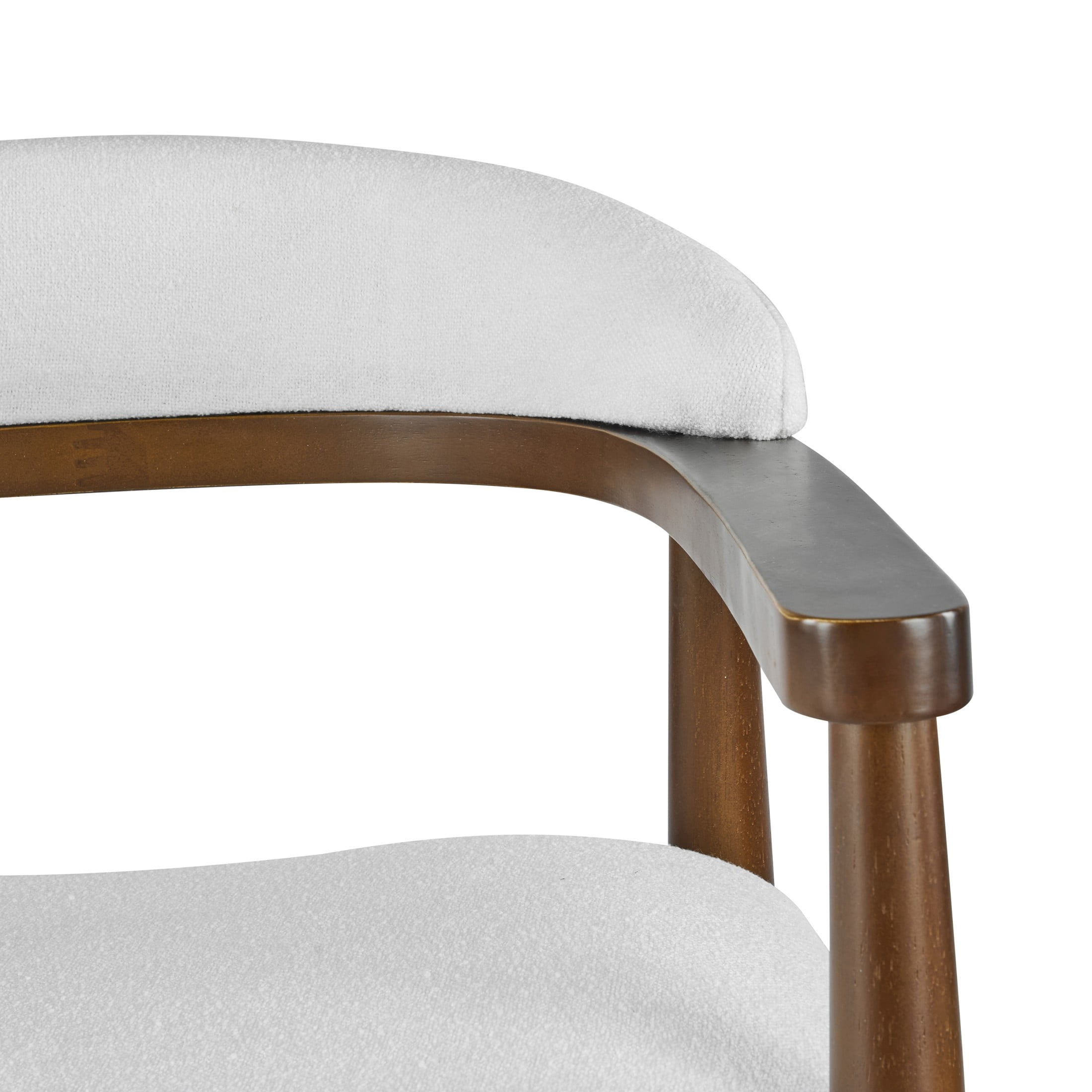 Christopher Knight Home Mid-Century Wooden Counter Stools with White Upholstery, Walnut, Set of 4