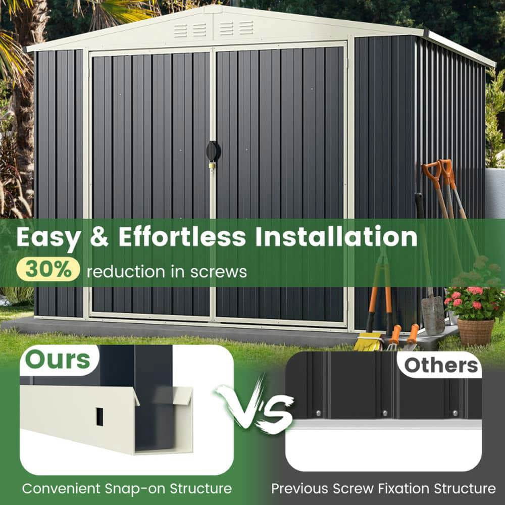 Spaco 7.5 x 6.3 FT Metal Outdoor Storage Shed with Lockable Door, Rustproof Storage Shed with Stable Construction for Outdoor as Backyard, Garden, Patio, Lawn, Gray