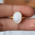 thumbnail image 6 of 18k Gold Filled Rainbow Moonstone Ring: Oval Sterling Silver Cocktail Ring, 6 of 7